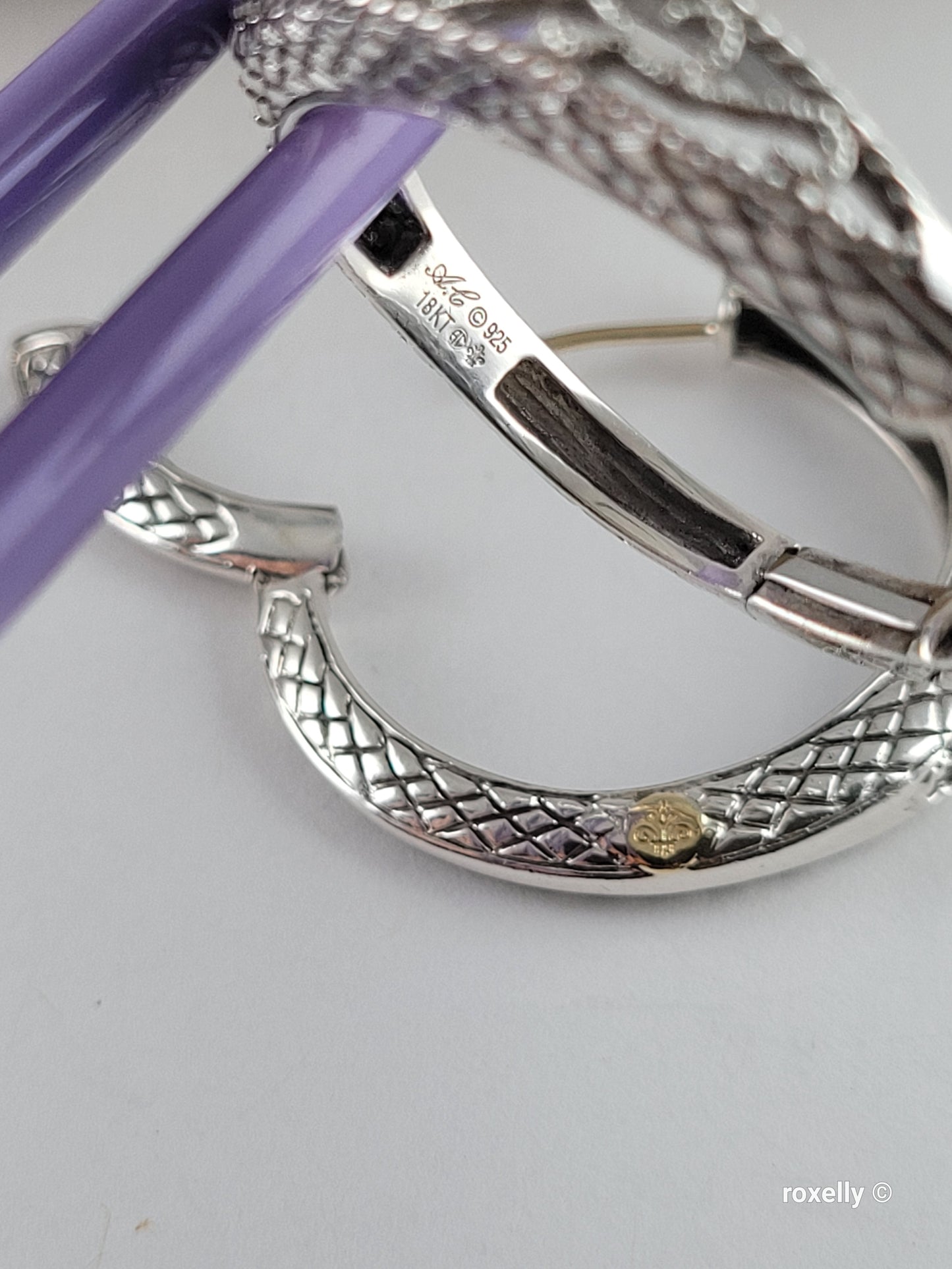 ❤️925 Precious Sterling Silver & 18k Solid Gold Diamond Filigree Design Earrings!