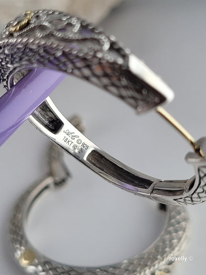 ❤️925 Precious Sterling Silver & 18k Solid Gold Diamond Filigree Design Earrings!