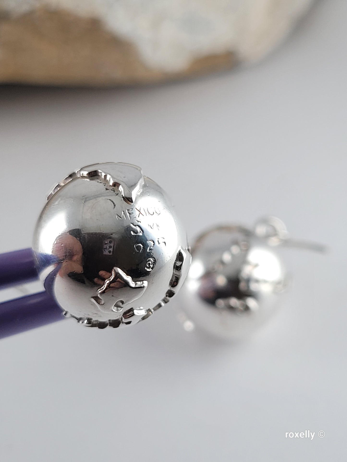 ❤️925 Vintage Sterling Silver World Globe Ringing Design Earrings!