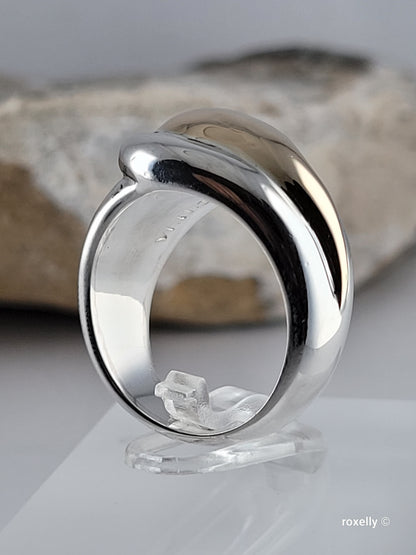 ❤️925 Size 7 Beautiful Sterling Silver and 14k Solid Gold Dome Ring!