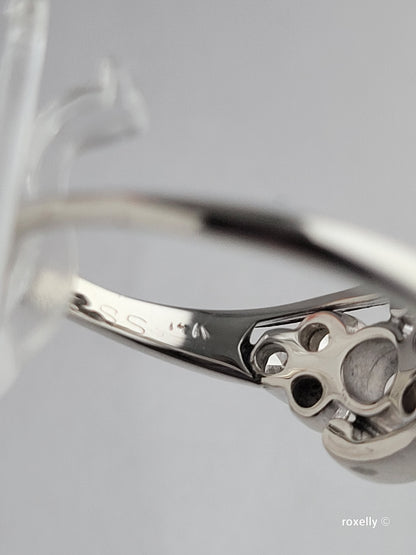 ❤️14k Size 6.5 Precious Solid White Gold Genuine Diamond Ring!