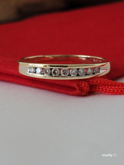 ❤️14k Size 8.5 Lovely Solid Yellow Gold Genuine Diamonds Band Ring!