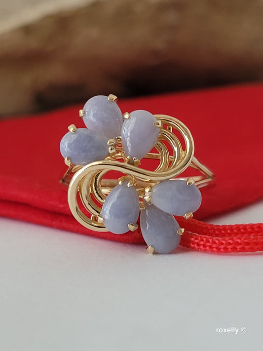 ❤️14k Size 7.25 Precious Solid Yellow Gold Flower-Shaped Lavender Gemstone  Ring!