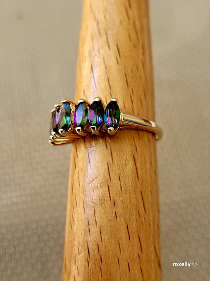 ❤️10k Size 7.75 Beautiful Solid Yellow Gold Mystic Topaz Ring!