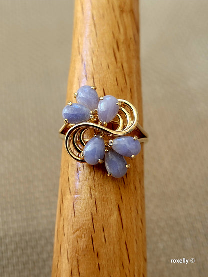 ❤️14k Size 7.25 Precious Solid Yellow Gold Flower-Shaped Lavender Gemstone  Ring!