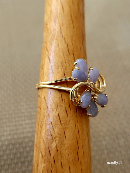 ❤️14k Size 7.25 Precious Solid Yellow Gold Flower-Shaped Lavender Gemstone  Ring!