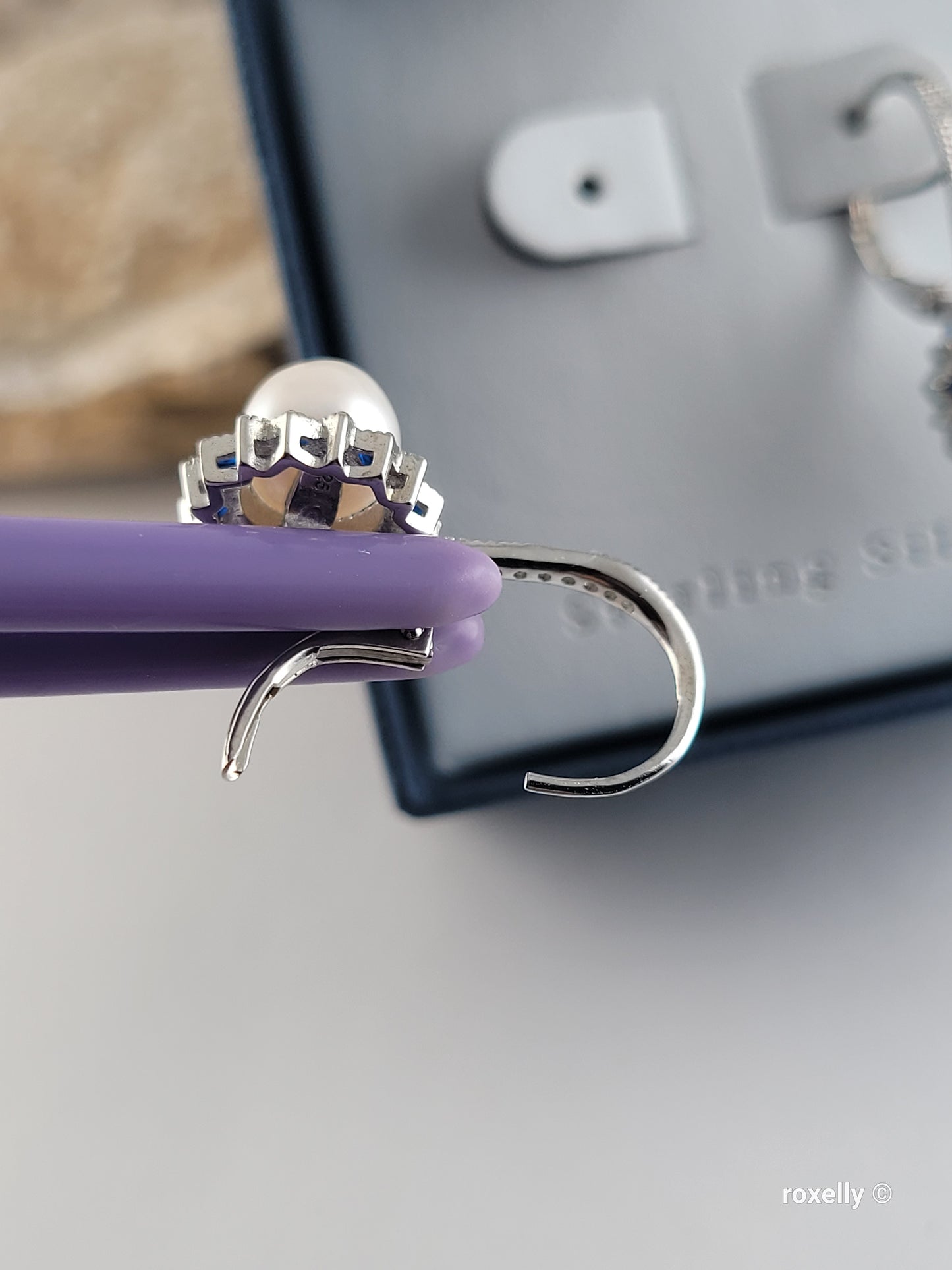 ❤️Precious Sterling Silver Fresh-Water Pearl, White and Blue Cubic Zirconia Drop Earrings!