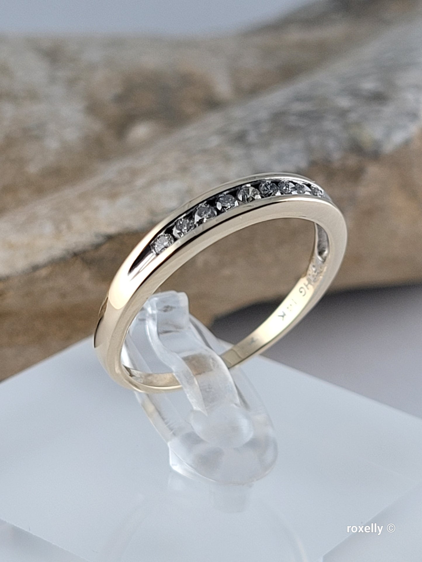 ❤️14k Size 8.5 Lovely Solid Yellow Gold Genuine Diamonds Band Ring!