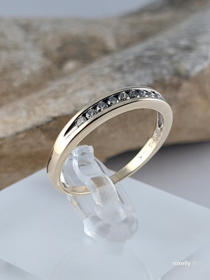 ❤️14k Size 8.5 Lovely Solid Yellow Gold Genuine Diamonds Band Ring!