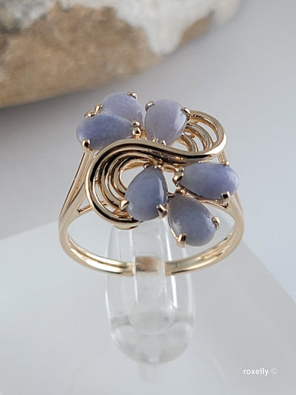 ❤️14k Size 7.25 Precious Solid Yellow Gold Flower-Shaped Lavender Gemstone  Ring!