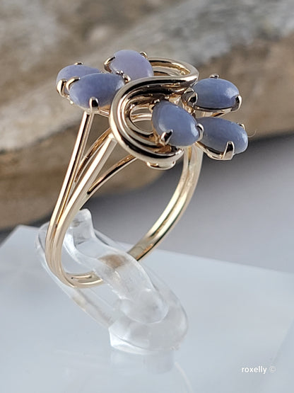❤️14k Size 7.25 Precious Solid Yellow Gold Flower-Shaped Lavender Gemstone  Ring!