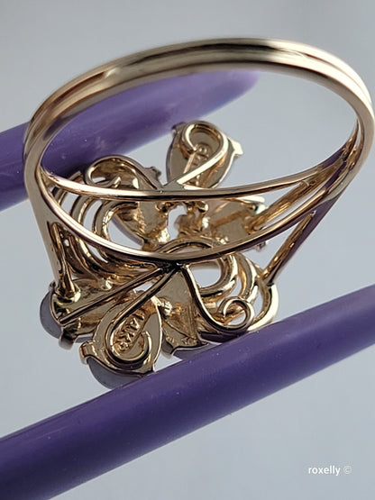 ❤️14k Size 7.25 Precious Solid Yellow Gold Flower-Shaped Lavender Gemstone  Ring!