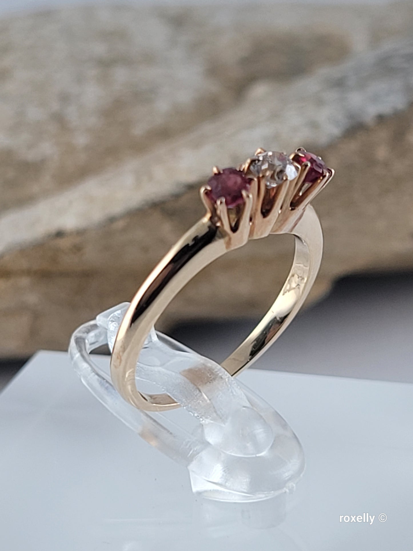 ❤️14k Size 4 Fancy Solid Yellow Gold Diamond and Pink Tourmalines Ring!