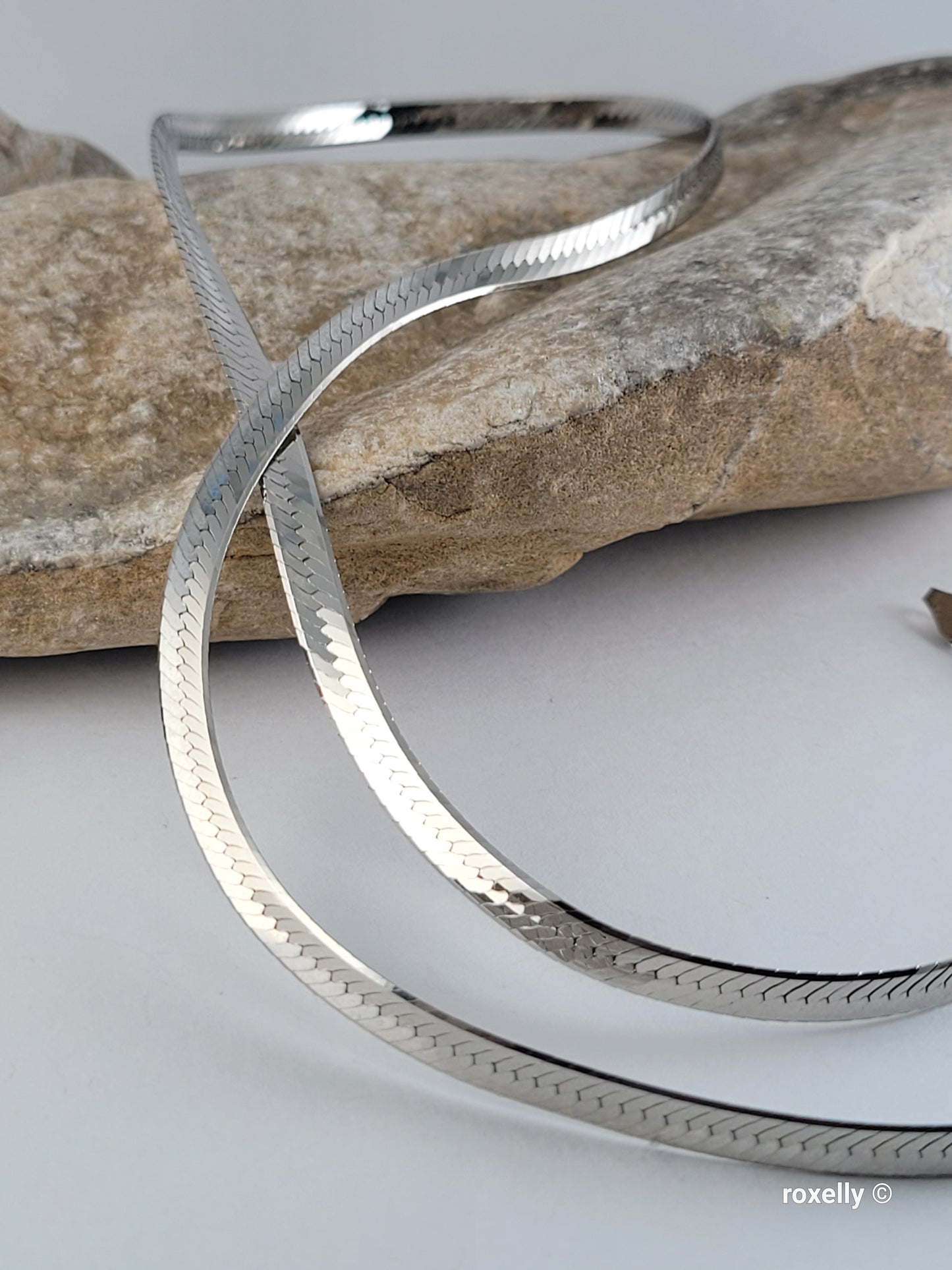 925 Sterling Silver Herringbone Necklace Made in Italy