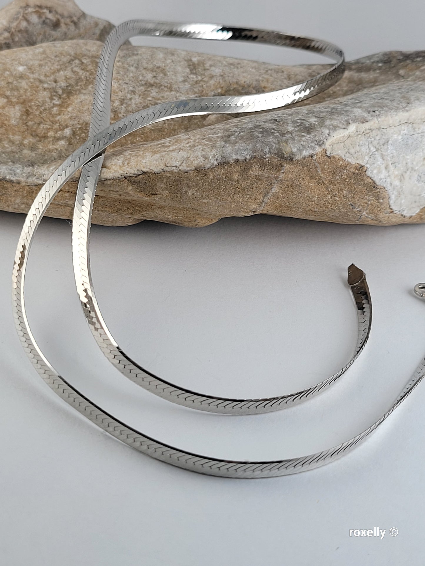 925 Sterling Silver Herringbone Necklace Made in Italy