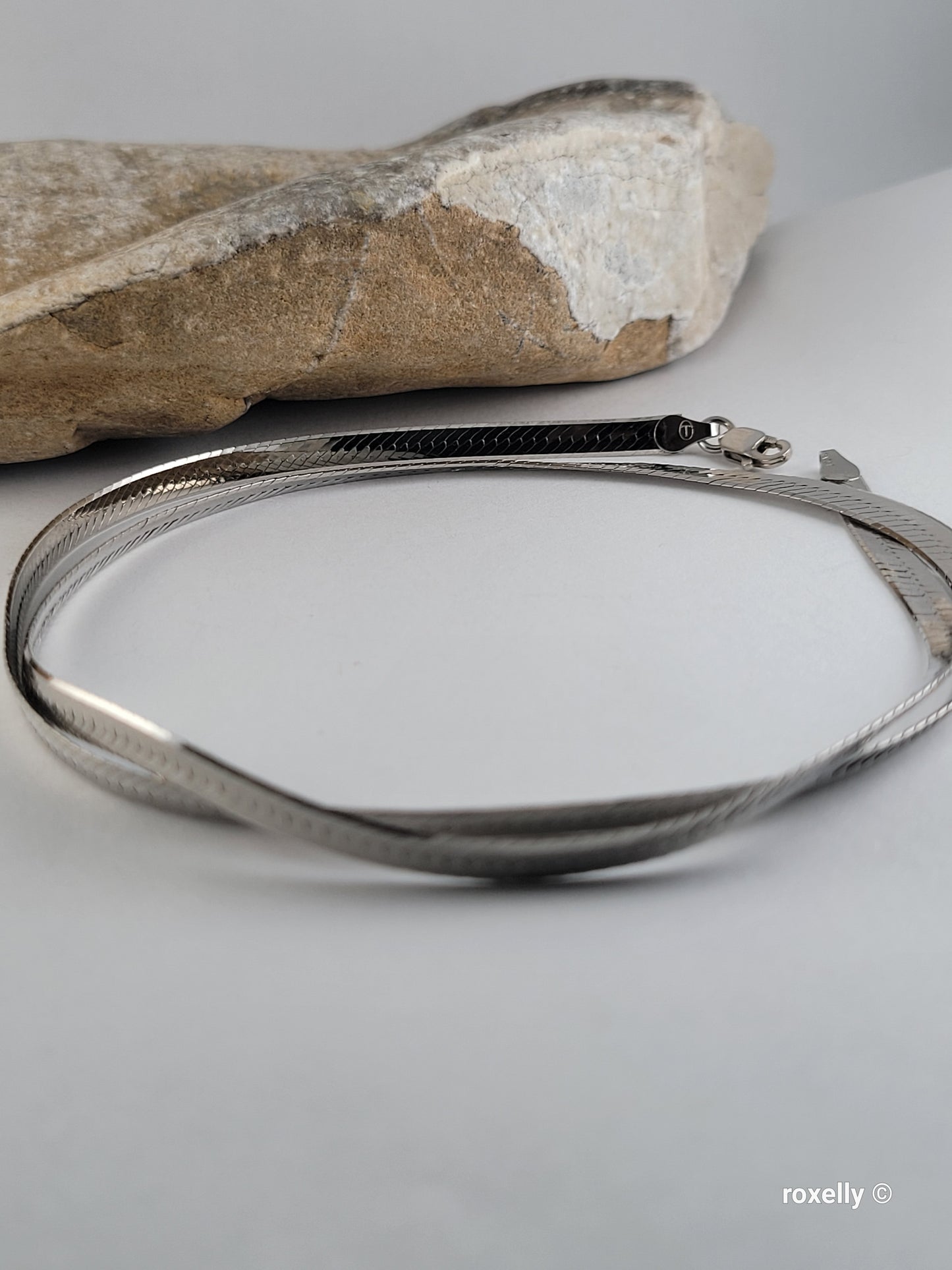 925 Sterling Silver Herringbone Necklace Made in Italy