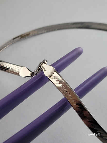 925 Sterling Silver Herringbone Necklace Made in Italy