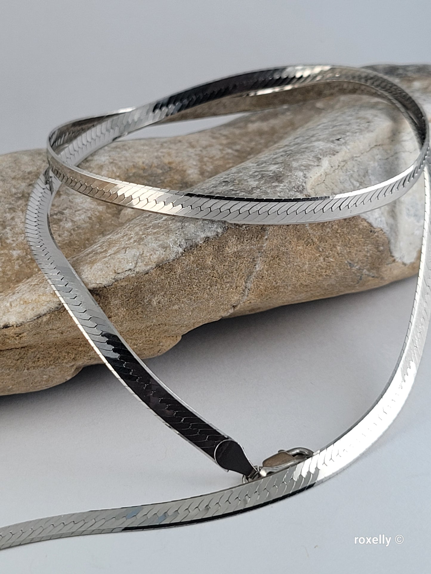 925 Sterling Silver Herringbone Necklace Made in Italy