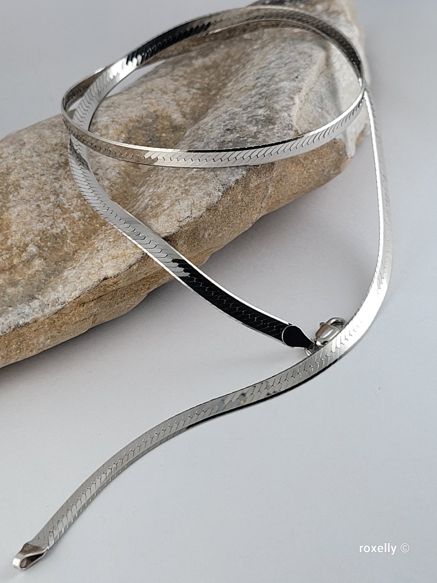 925 Sterling Silver Herringbone Necklace Made in Italy