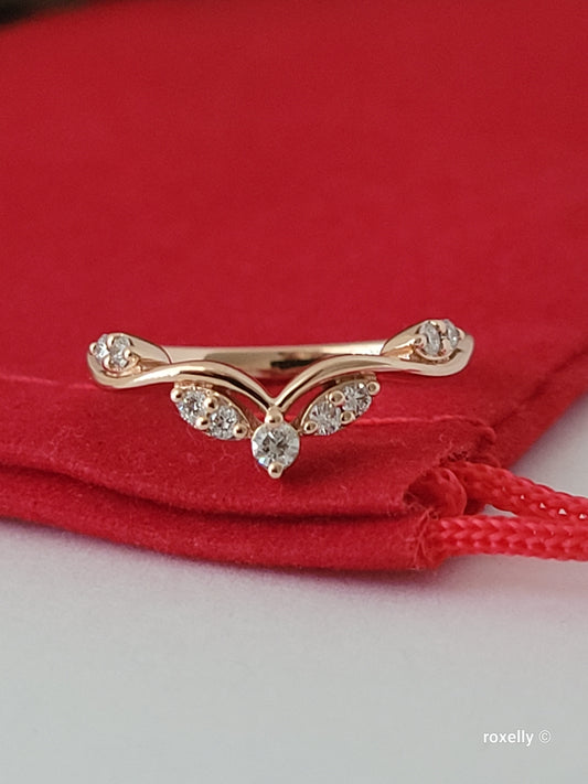 14k Rose Gold Diamonds Ring Size 4 Tiara Solid Gold!