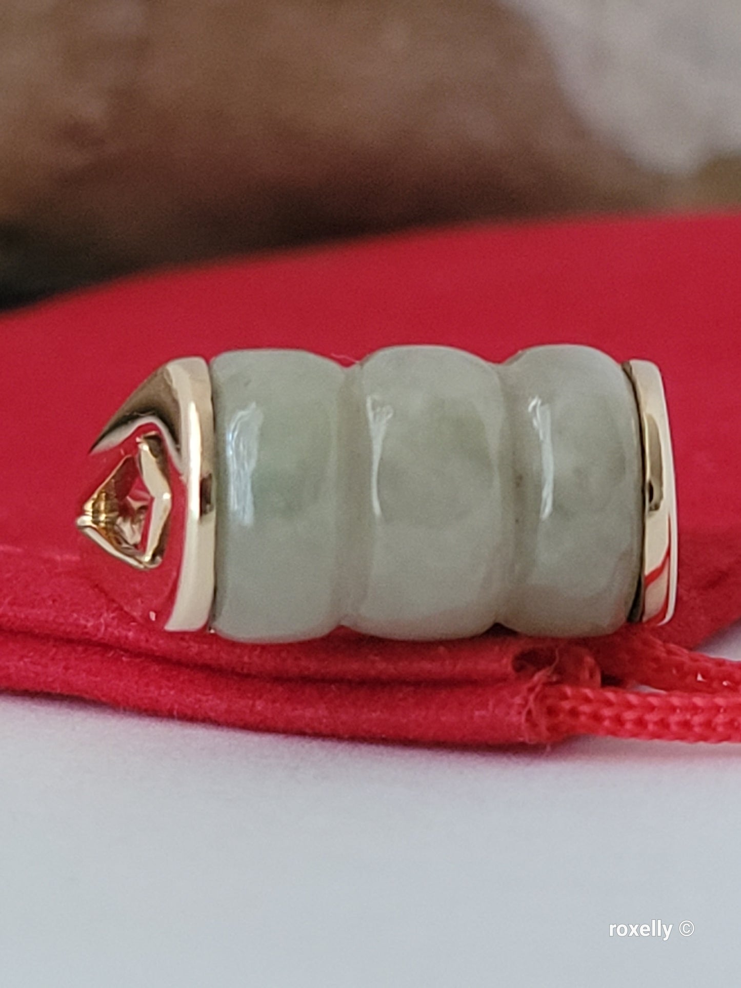 14k Yellow Gold Natural Jade Ring Size 9 Solid Gold!