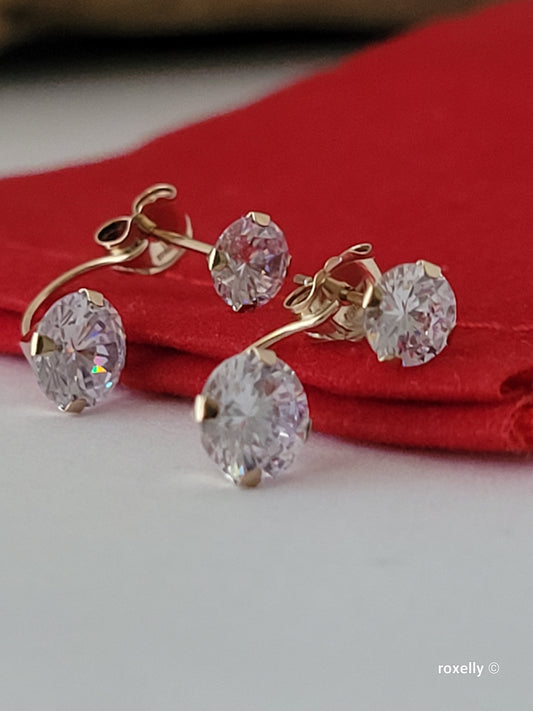 10k Yellow Gold Cubic Zirconia Stud Earrings Solid Gold!