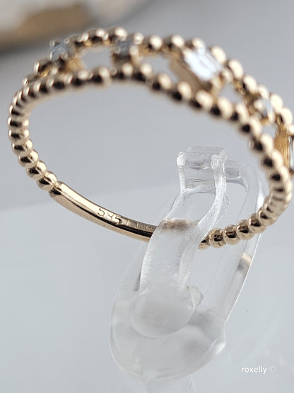 14k Yellow Gold Diamonds Band Ring Size 7 Solid Gold!