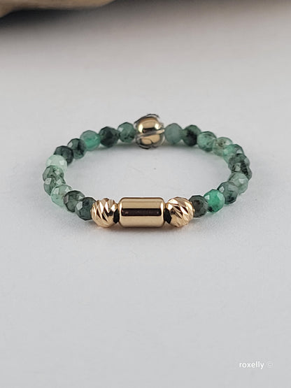 18k Yellow Gold Emerald Sparks Ring Size 6.75 Solid Gold!!