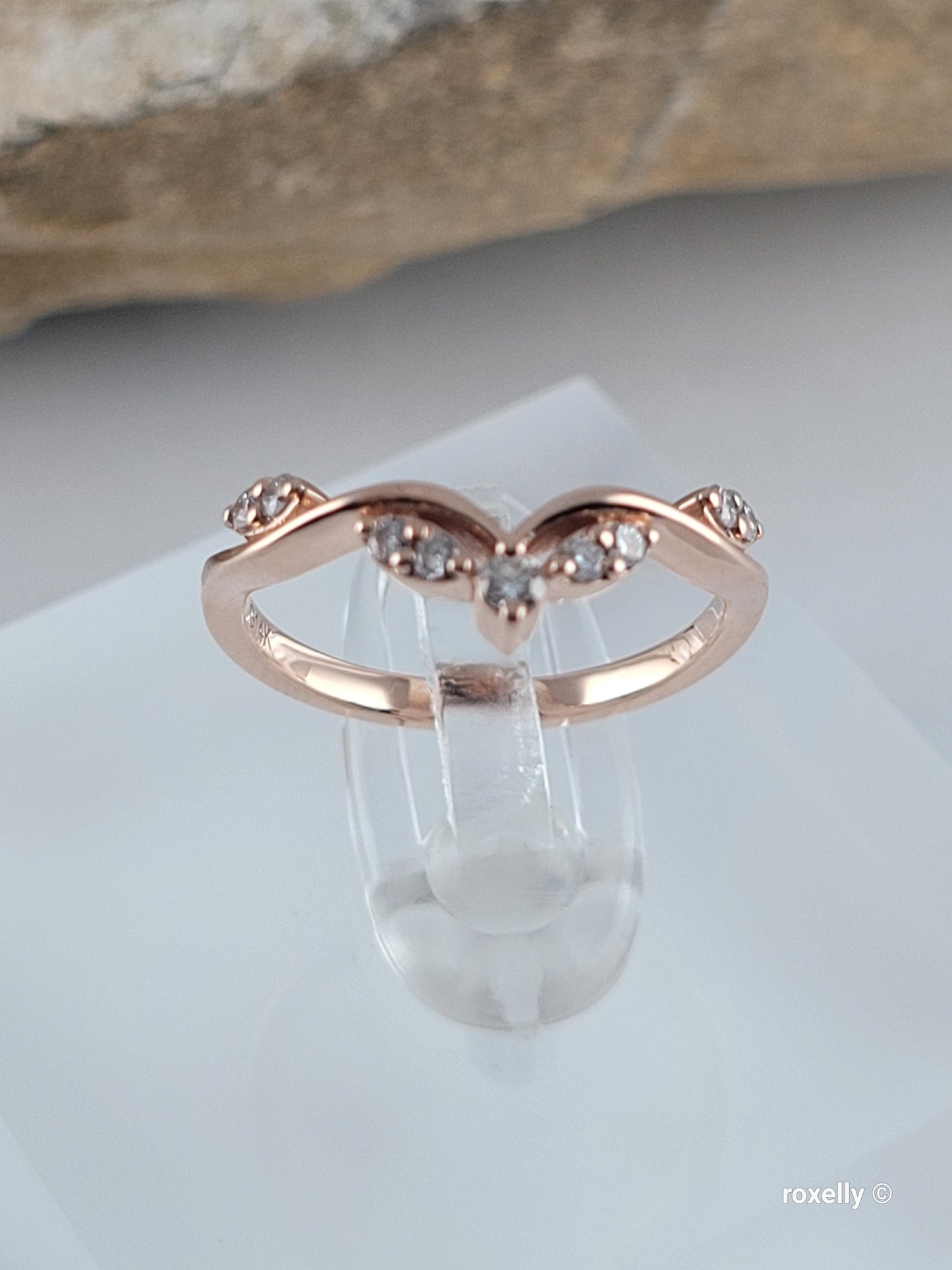 14k Rose Gold Diamonds Ring Size 4 Tiara Solid Gold!