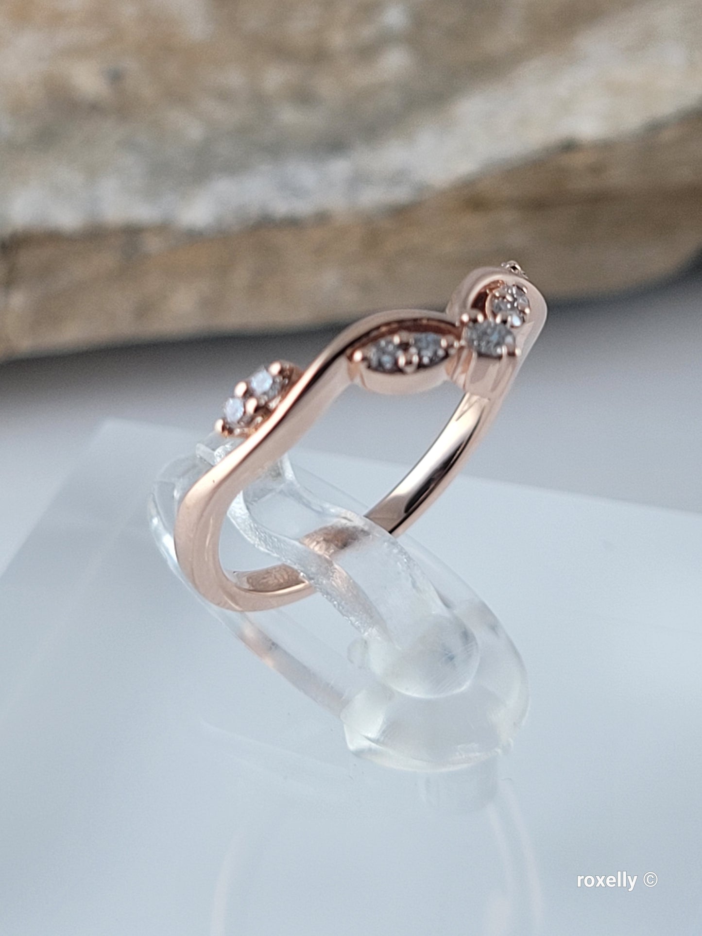 14k Rose Gold Diamonds Ring Size 4 Tiara Solid Gold!