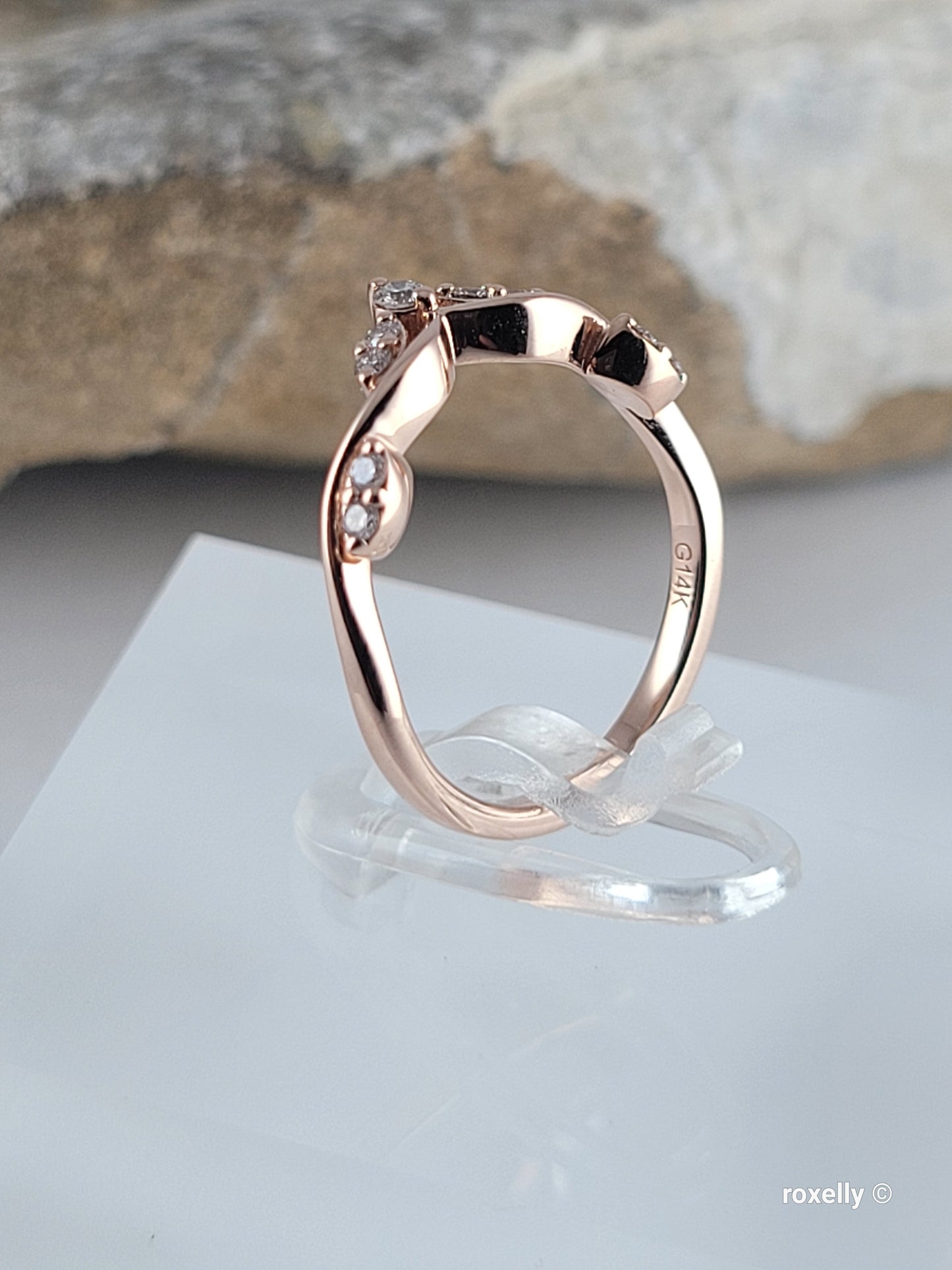 14k Rose Gold Diamonds Ring Size 4 Tiara Solid Gold!