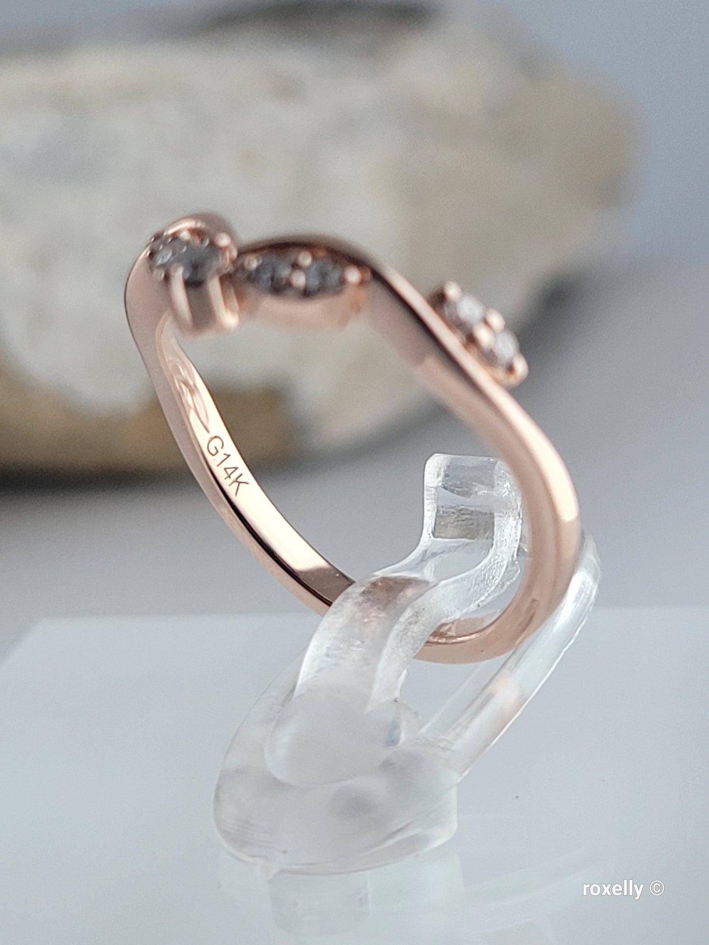 14k Rose Gold Diamonds Ring Size 4 Tiara Solid Gold!