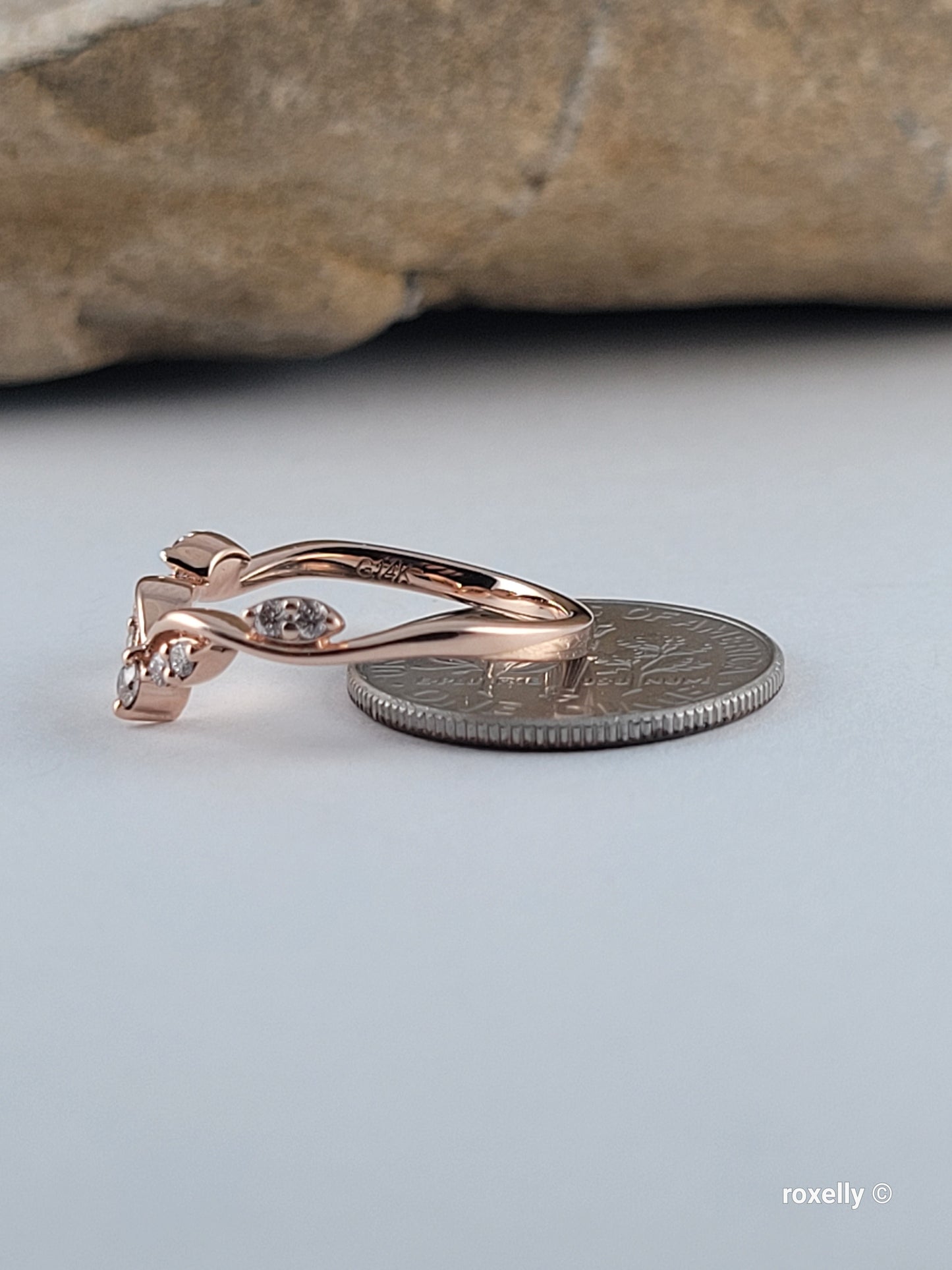 14k Rose Gold Diamonds Ring Size 4 Tiara Solid Gold!