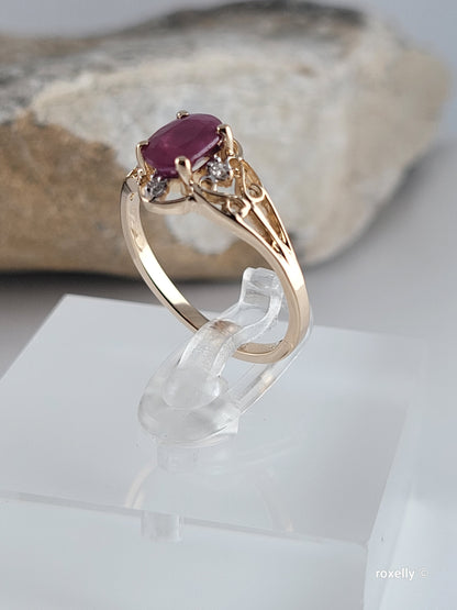 14k Yellow Gold Ruby Diamonds Ring Size 6 Solid Gold!