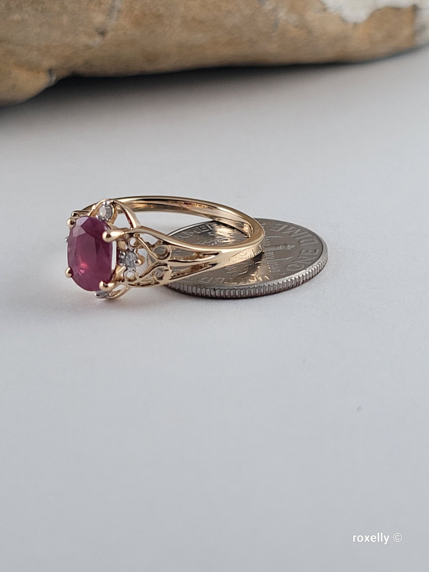 14k Yellow Gold Ruby Diamonds Ring Size 6 Solid Gold!