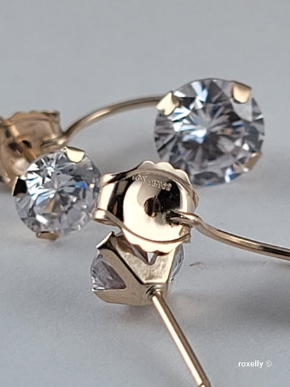 10k Yellow Gold Cubic Zirconia Stud Earrings Solid Gold!