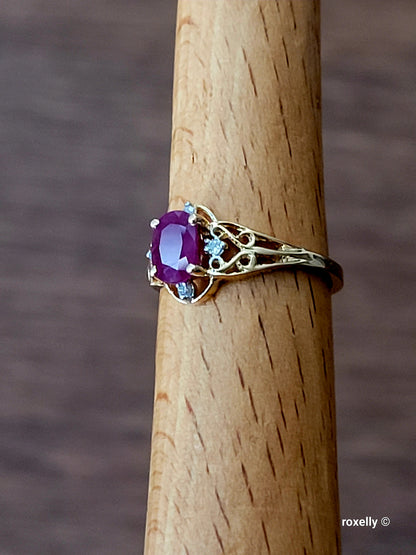 14k Yellow Gold Ruby Diamonds Ring Size 6 Solid Gold!