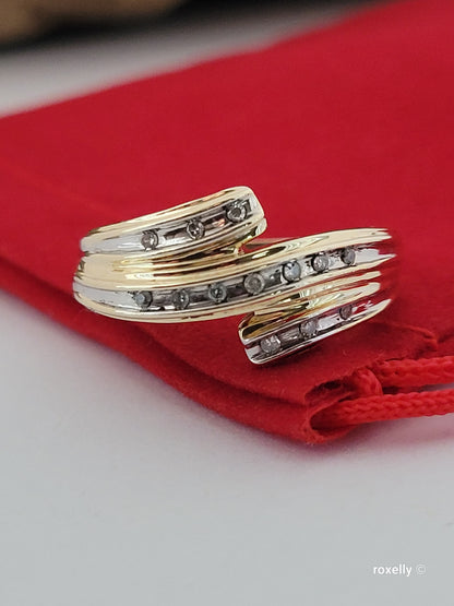 10k Yellow Gold Diamonds Ring Size 7.5 Solid Gold