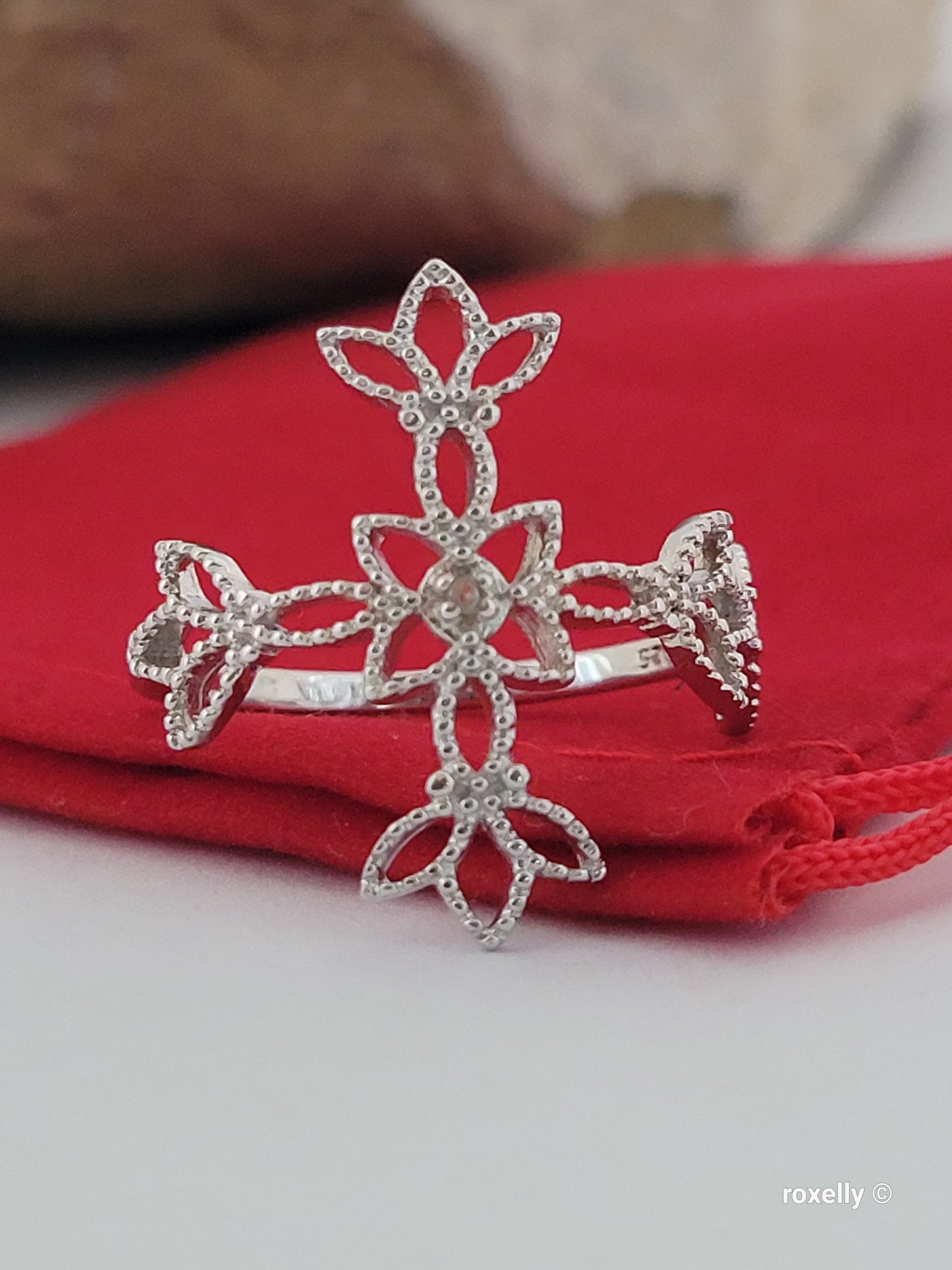 ❤️925 Cross-Shaped Diamond Ring Size 10 Sterling Silver