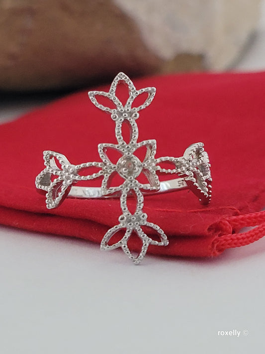 ❤️925 Cross-Shaped Diamond Ring Size 10 Sterling Silver