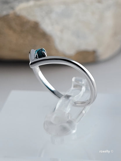 ❤️14k White Gold Turquoise Chevron Ring Size 7 Solid Gold
