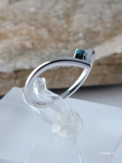 ❤️14k White Gold Turquoise Chevron Ring Size 7 Solid Gold