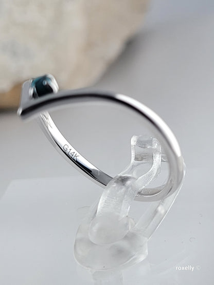 ❤️14k White Gold Turquoise Chevron Ring Size 7 Solid Gold
