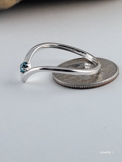❤️14k White Gold Turquoise Chevron Ring Size 7 Solid Gold