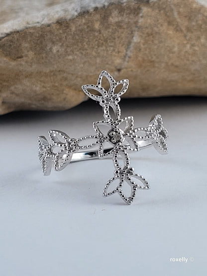 ❤️925 Cross-Shaped Diamond Ring Size 10 Sterling Silver
