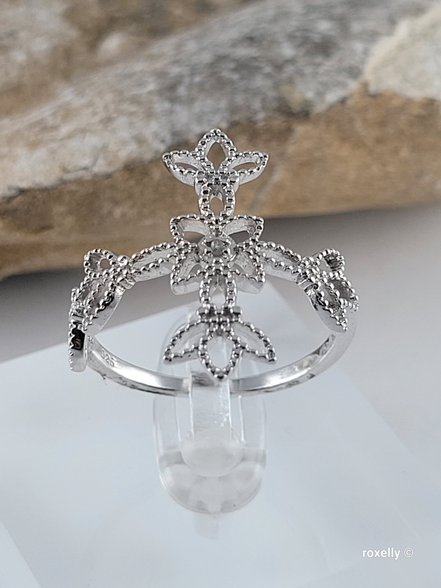 ❤️925 Cross-Shaped Diamond Ring Size 10 Sterling Silver