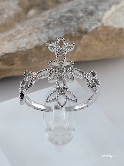 ❤️925 Cross-Shaped Diamond Ring Size 10 Sterling Silver