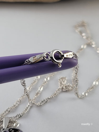 925 Sterling Silver Diamonds Pendant and Necklace Made in Italy