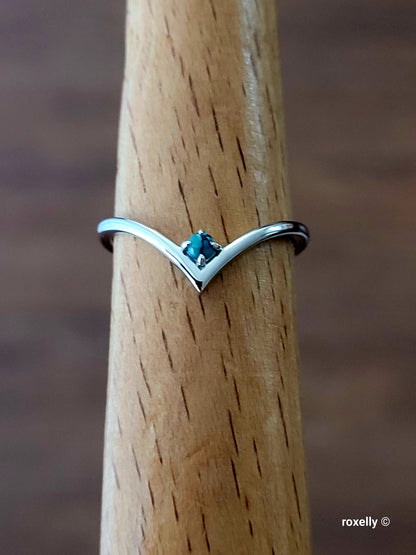 ❤️14k White Gold Turquoise Chevron Ring Size 7 Solid Gold