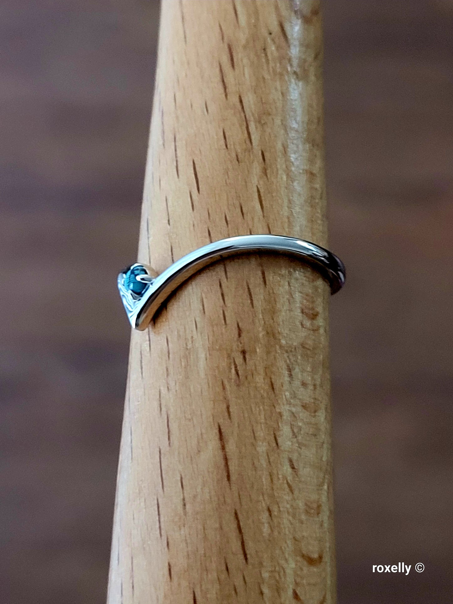 ❤️14k White Gold Turquoise Chevron Ring Size 7 Solid Gold